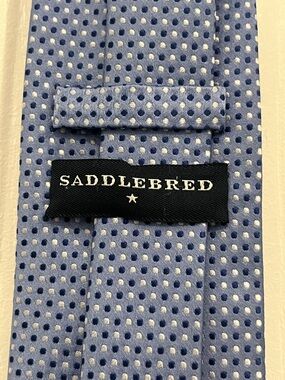 Saddlebred Light Blue Dotted Silk Tie 60”L, 3.5W
